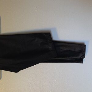 Poprageous Black Satin/Faux Leather Leggings. Size Large. Mid Rise.